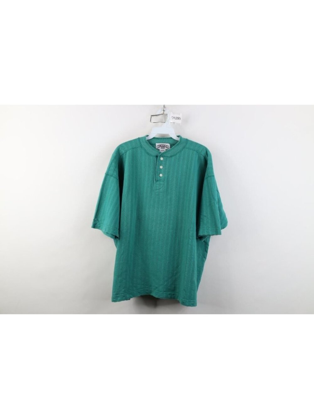 Vintage 90s Streetwear Mens Large Faded Boxy Fit Striped Henley T-Shirt Teal